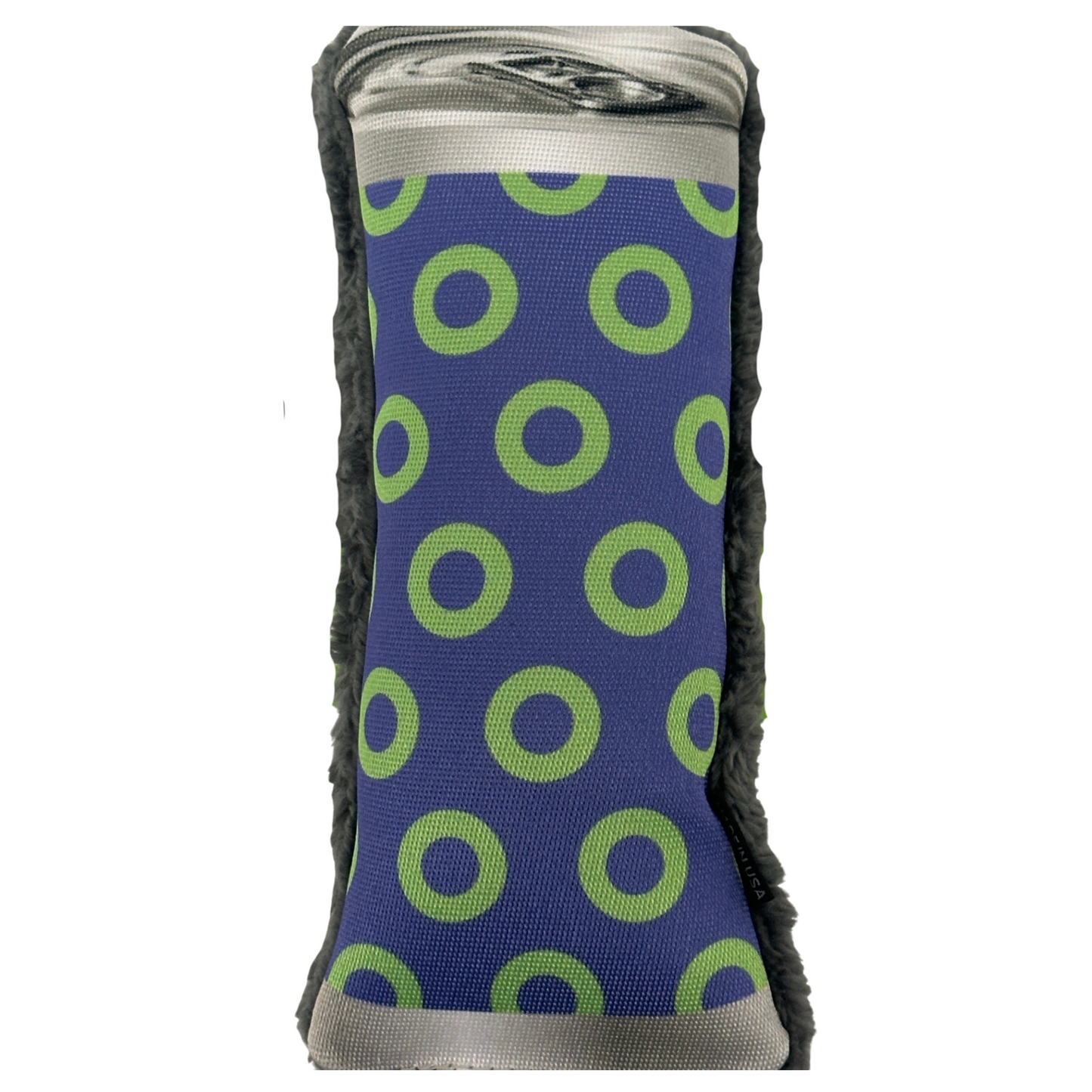 Duraplush BrewGear Cans Dog Toy-Green Donuts